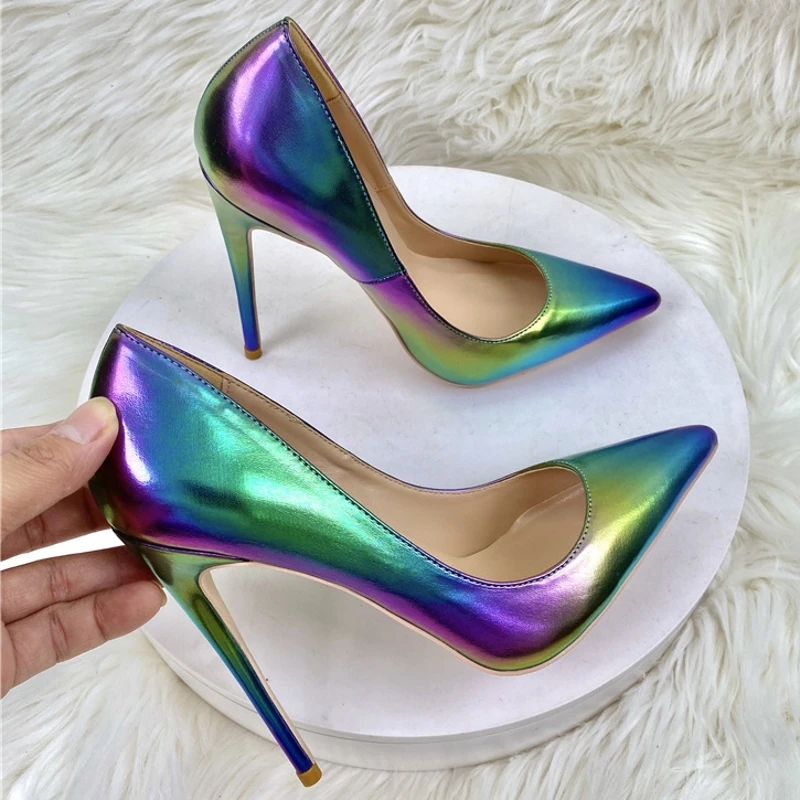

Hot Sale New Basic Gradient Color Pu Leather Office Lady Shoes For Women Pointed Toe Super High Heels Sexy Banquet Pumps C001