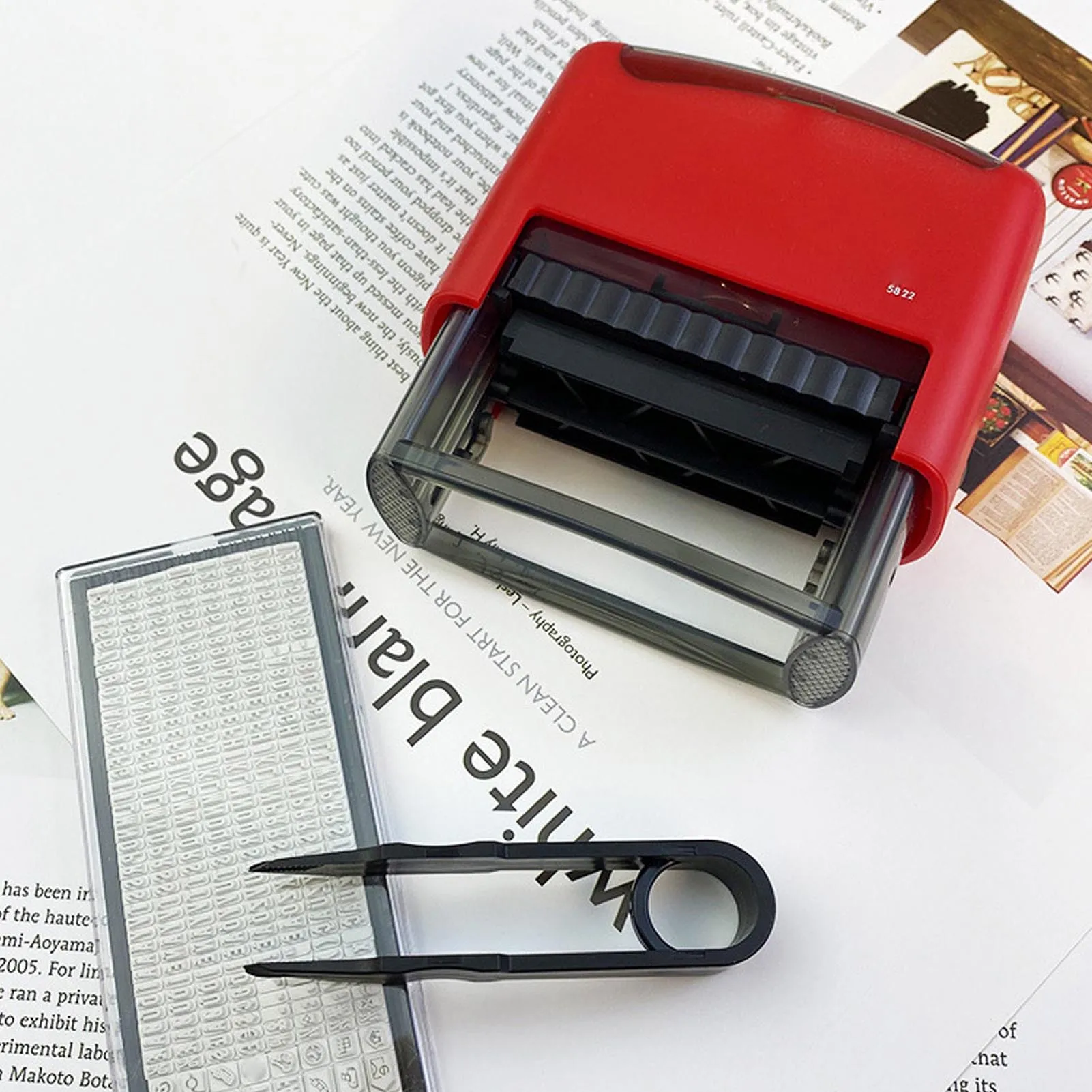 Benutzerdefiniertes Nachrichten-Stempelset, rote Schale, flexibel, anpassbar, Zahlen, Buchstaben und Symbole, Stempel, individueller Stempel für Zuhause und Büro