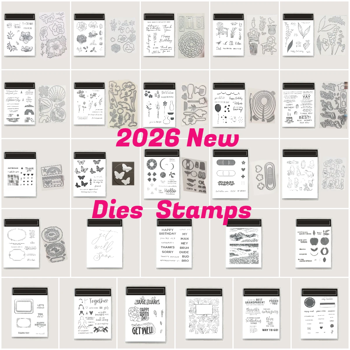 

2026 Happy Mother's Day Flowers Happy Birthday Metal Cutting Dies Stamps For DIY Scrapbooking Decorative Embossing Die Cutting