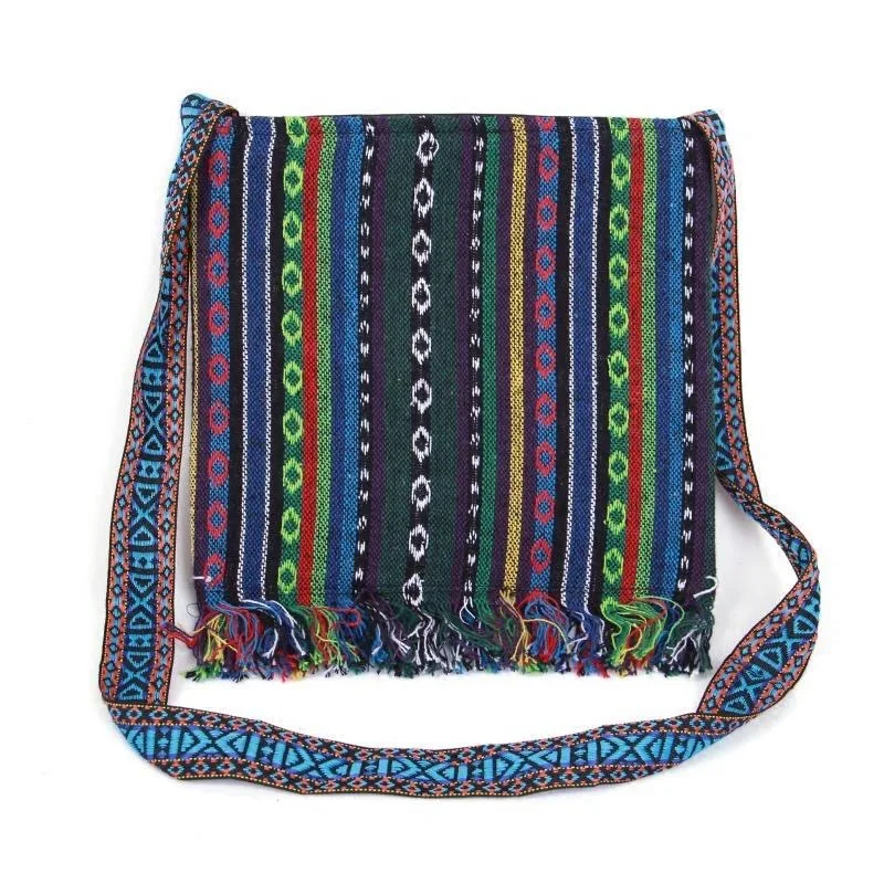 Shouder Bag Women Unique Vintage Ethnic Shoulder Bag Embroidery Boho Hippie Tassel Tote Messenger Floral Embroidered Zipper Bag