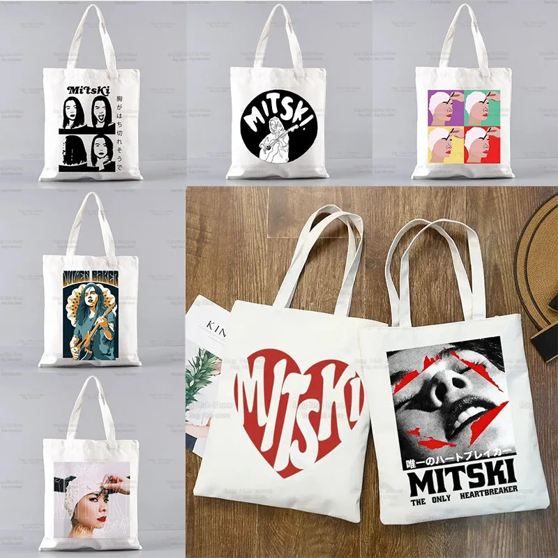 

Mitski Singer Shopping Bag Women Canvas Tote Eco Bag Cartoon Bury Me At Makeout Creek Shopper Shoulder Bags foldable handbag