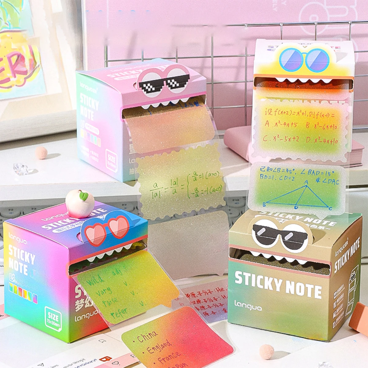 108 Sheets of Waterproof Transparent Sticky Notes, Writeable & Repositionable, with Pull-Out Design, Ideal for Office and School
