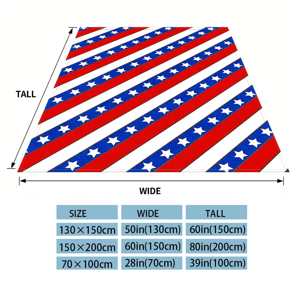 Patriotic Star Diagonals Flannel Blanket, Ultra-Fine Fiber, All Season Luxurious Fluffy Blanket Suitable For Beds Or Sofas