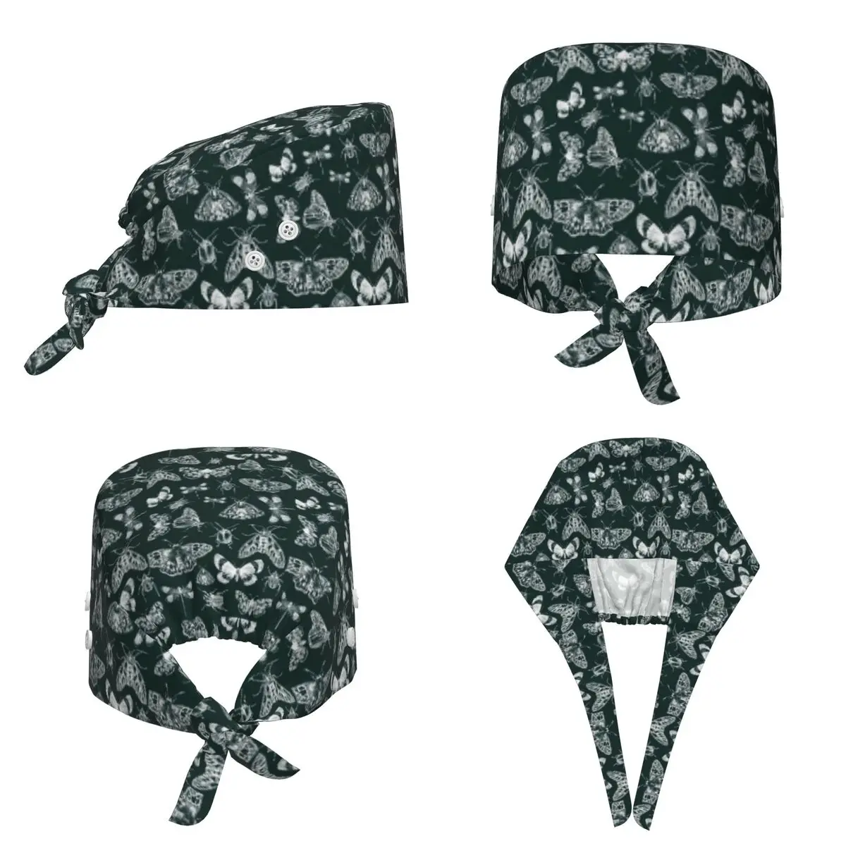 Bug Themed With Insect Patterns Scrub Hat Doctor Working Surgical Cap Unisex Adjustable Nursing Caps for Dentist