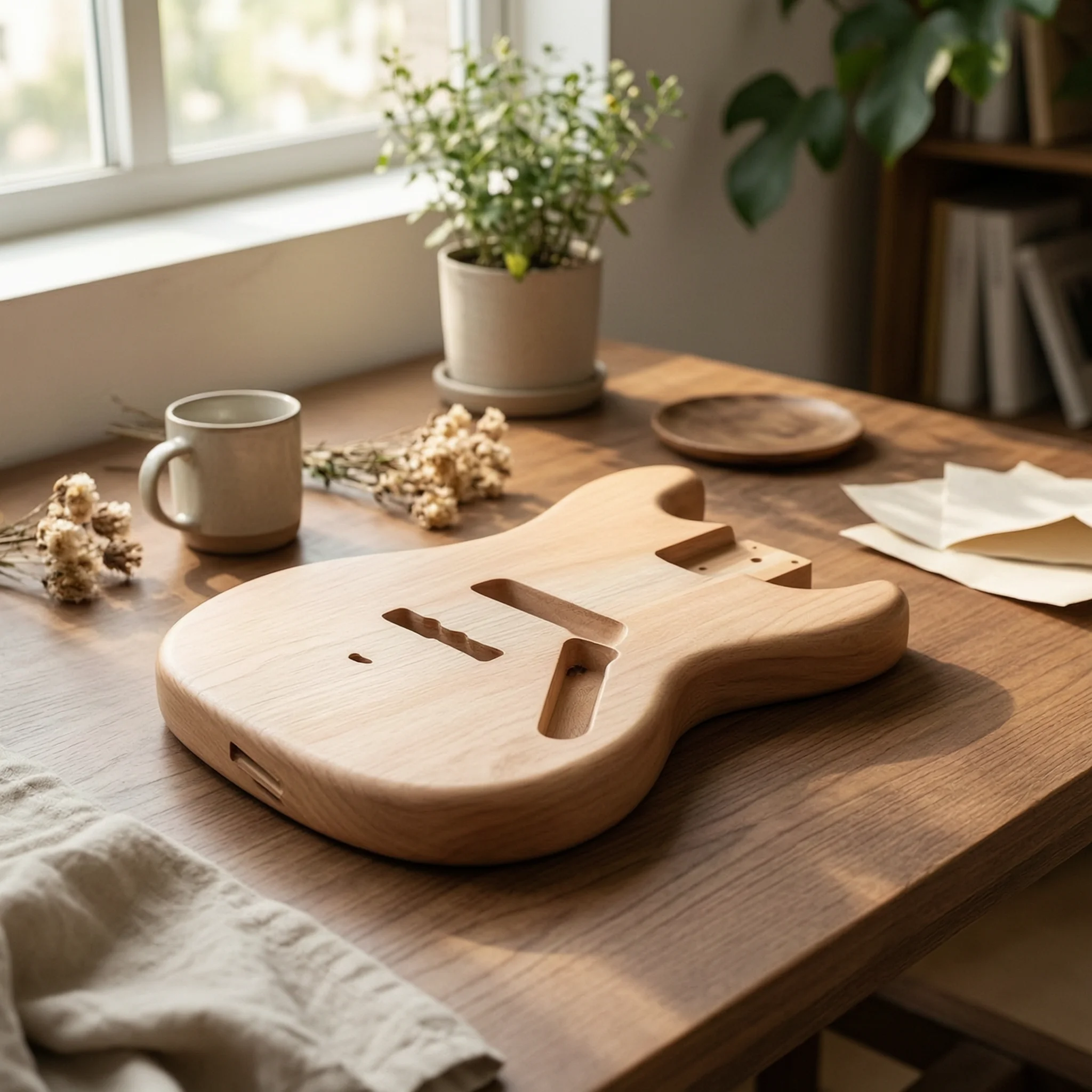Guitar Body with Pre-Routed Cavities Contoured Electric Guitar Body Blank Lumber Lightweight Customizable for Luthier, Workshop