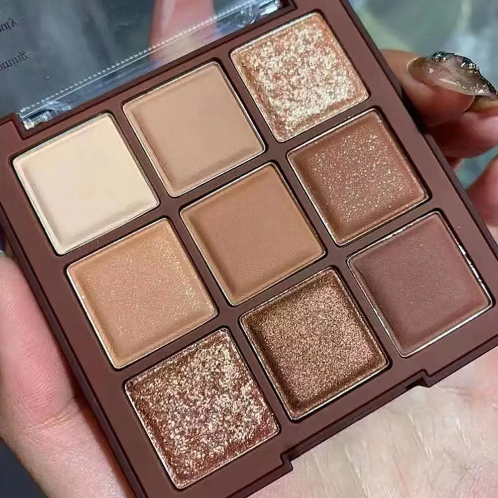 Paleta de sombras de ojos, 9 colores, Chocolate 2024 Moca, coreano, mate, maquillaje brillante, impermeable, acrílico, Q7K1