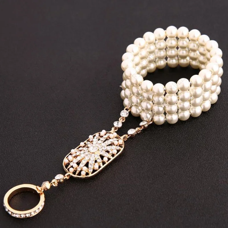 Conjunto de accesorios para vestidos del Gran Gatsby de los años 20 para mujer, diadema de flapper para cosplay, collar de perlas, pulsera, pendiente, soporte para cigarrillos