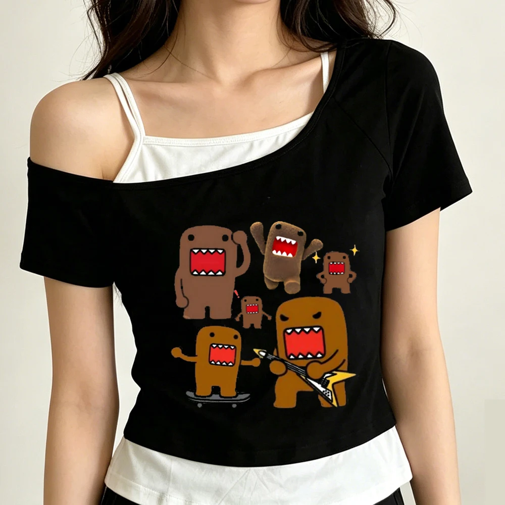 Domo crop top female party alternative  clearance sales t shirt gyaru korean fashion funny clearance sales