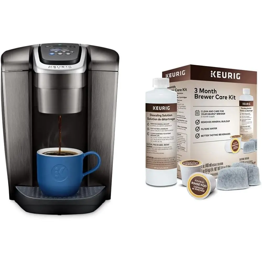 Máquina de café K-Elite para cápsulas K-Cup de dose única, acabamento escovado, 12 oz. Kit de Manutenção para Cafeteira de 3 Meses
