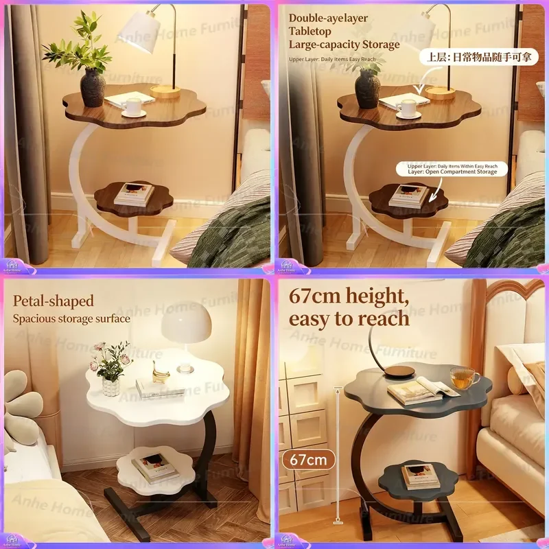 Modern Smart Mirrored Solid Wood Nightstand with Storage Space for Bedroom Living Room Apartment Furniture Home Decor Side