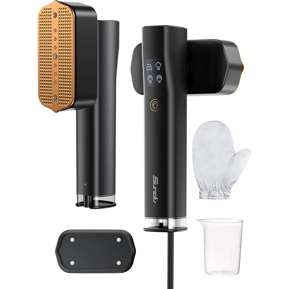 

Портативный дорожный отпариватель и утюг 2-в-1, быстрый нагрев за 15 секунд, резервуар для воды 100 мл, перчатки для глажения, 25 минут мощного непрерывного пара, 120