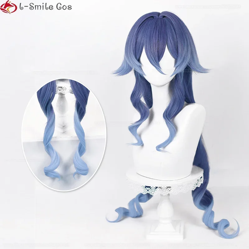 Layla cosplay game wig Layla Genshin wig long curly hair blue gradient heat resistant hair wigs wigs cap image 3