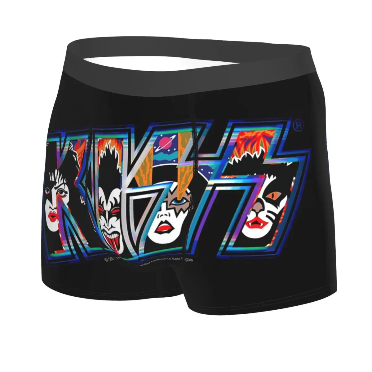 Boxer Underpants Shorts Kiss Rock Band Retor Panties Men Ventilate Underwear for Homme Man Boyfriend Gift