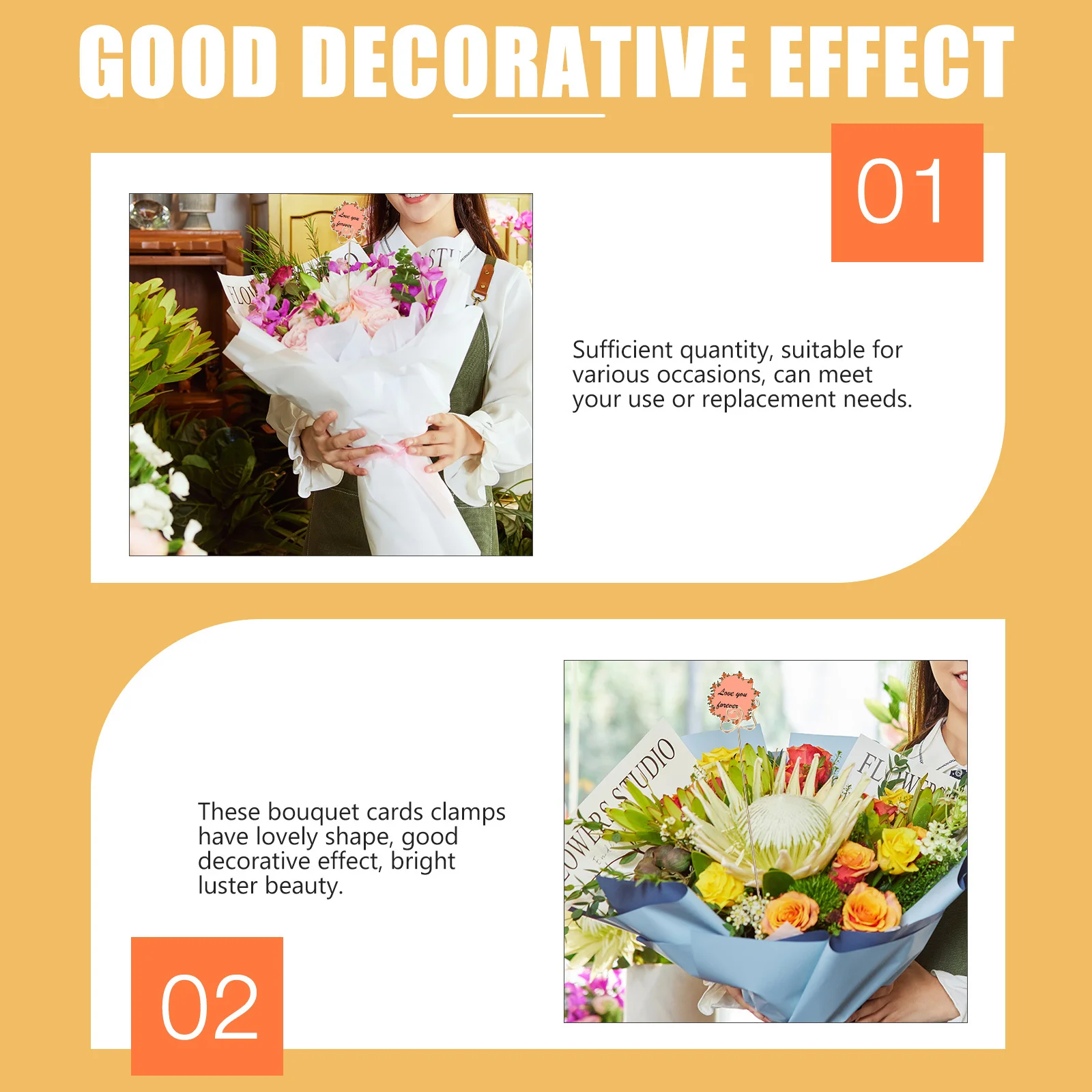 

30Pcs Metallic Memo Clamps for Flowers Steel Floral Picks Sturdy Bouquet Cards Holders Wedding Party Decoration Use