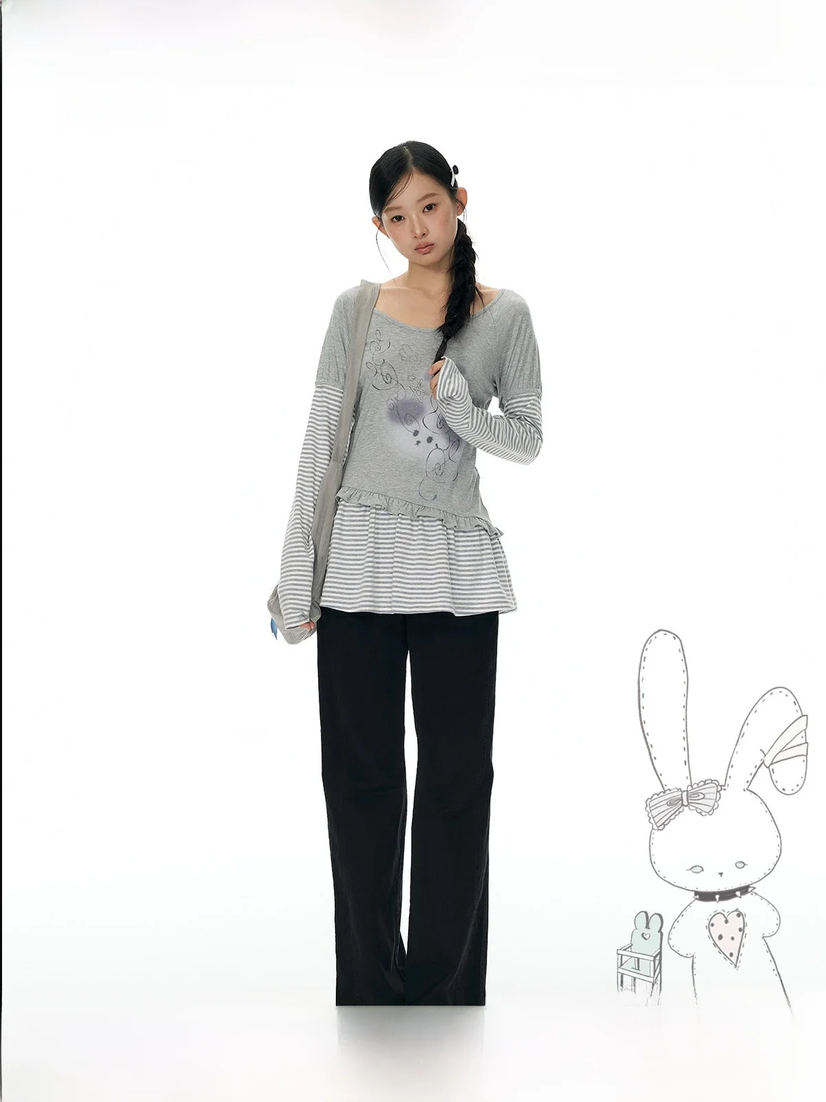 Black Slimming High-Rise Bell Bottom Pants Korean Style Retro Atmosphere YUPH Women's Jeans Cotton Natural Waist Zipper