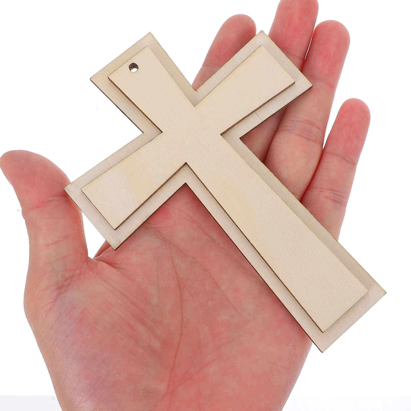 

10 Pcs Wooden Crosses Church Pendant Home Decor Blank Ornament Wall Baptism Beige DIY Child Craft Painting for crafts