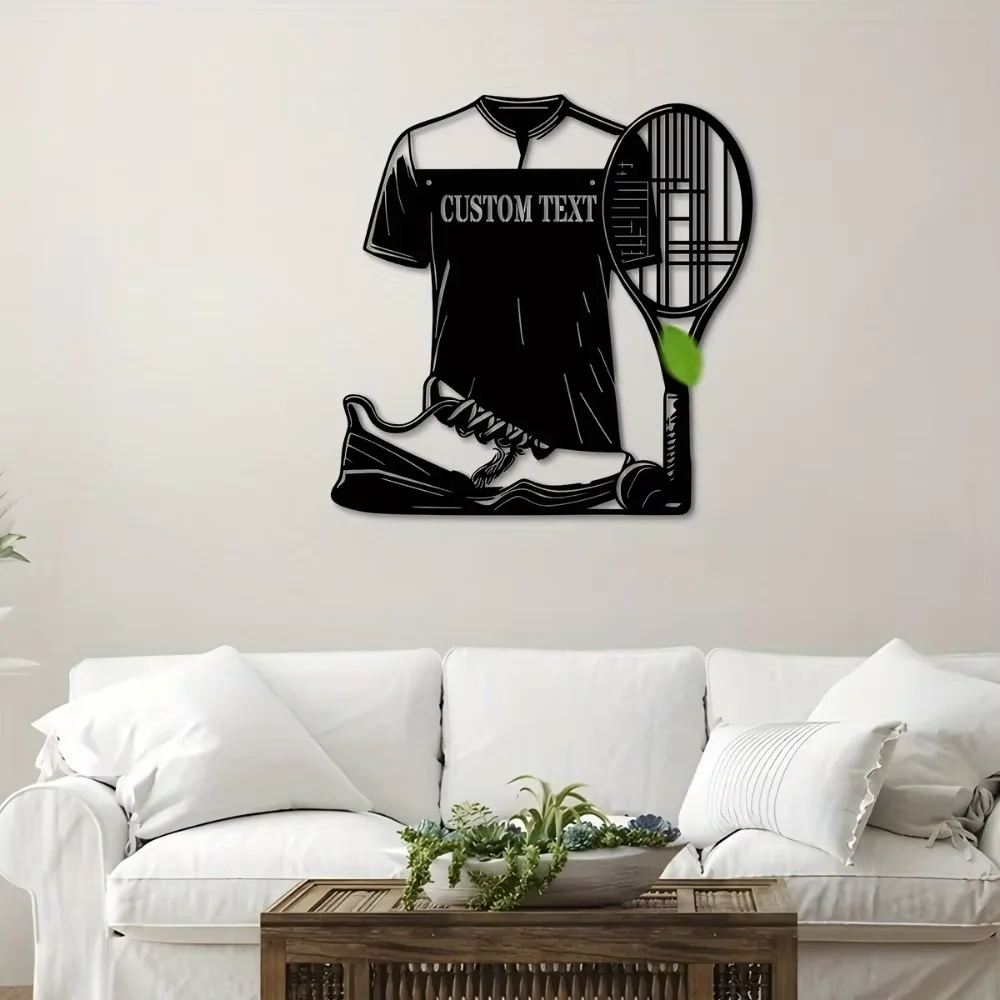 Tennis Metal Wall Sign Customize Family Name,Adjust House Number.Indoor/Outdoor Decor in Living Room/Office.A Great Custom Sign.