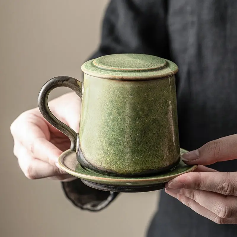 

Ceramic Ceramic Mug With Lid For Tea Separation, Tea Making Cup With Dish, Office Water Cup, Personal Customization