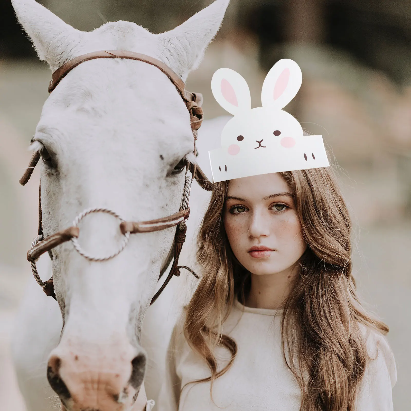 6Pcs Easter Bunny Ear Paper Crowns Party Hats Rabbit Costume Birthday Headwear Props Bunny Crown Paper Crown Easter Headwear