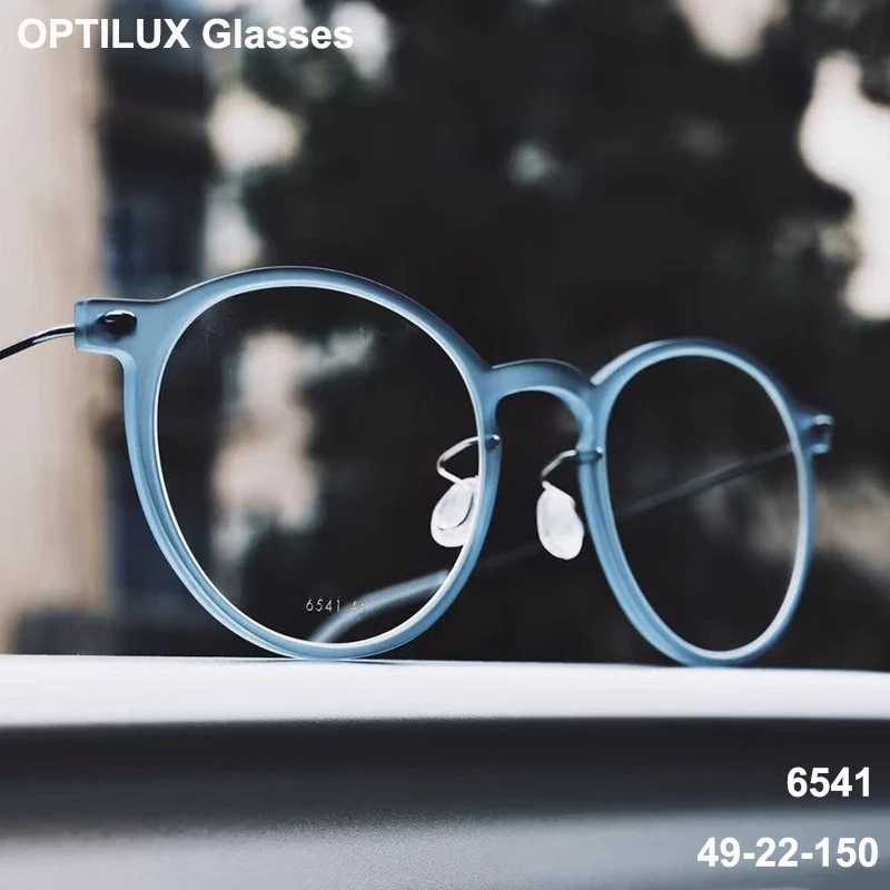 

Дания, ручная работа, 6541, круглая безвинтовая оправа для очков, сверхлегкая 4 г, очки из титана и ацетата, модная оправа для очков для мужчин и женщин