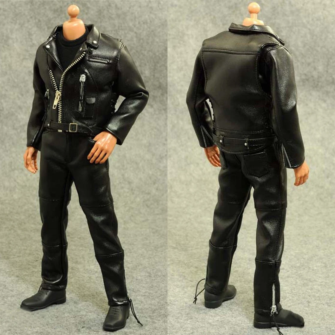 

ZYTOYS T-800 1/6 Black Male Leather Jacket Coat Jeans Clothes Set Fit 12" Man Soldier Action Figure Body for Hobby Collection