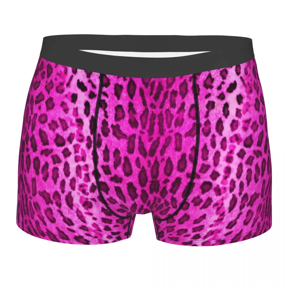 Custom Pink Leopard Boxer Shorts For Men 3D Printed Male Animal Skin Print Underwear Panties Briefs Stretch Underpants