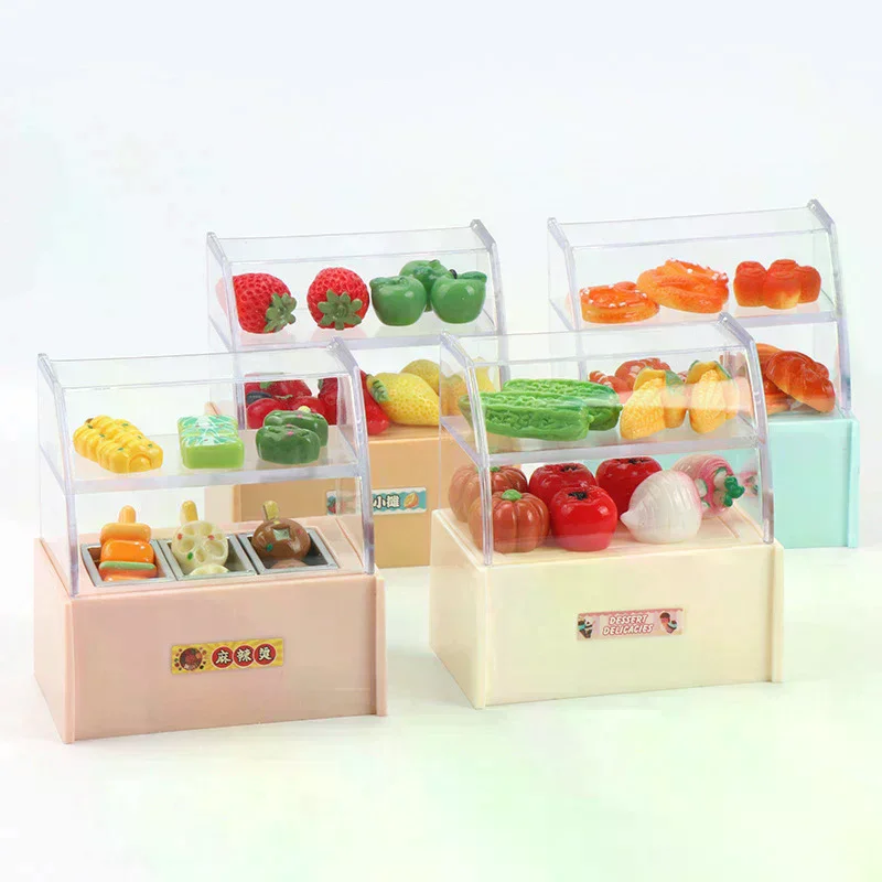 Dollhouse Mini Supermarket Convenience Store Display Rack Cabinet Model Dollhouse Micro Scene Ornament Kid Pretend Play Toy 1/1