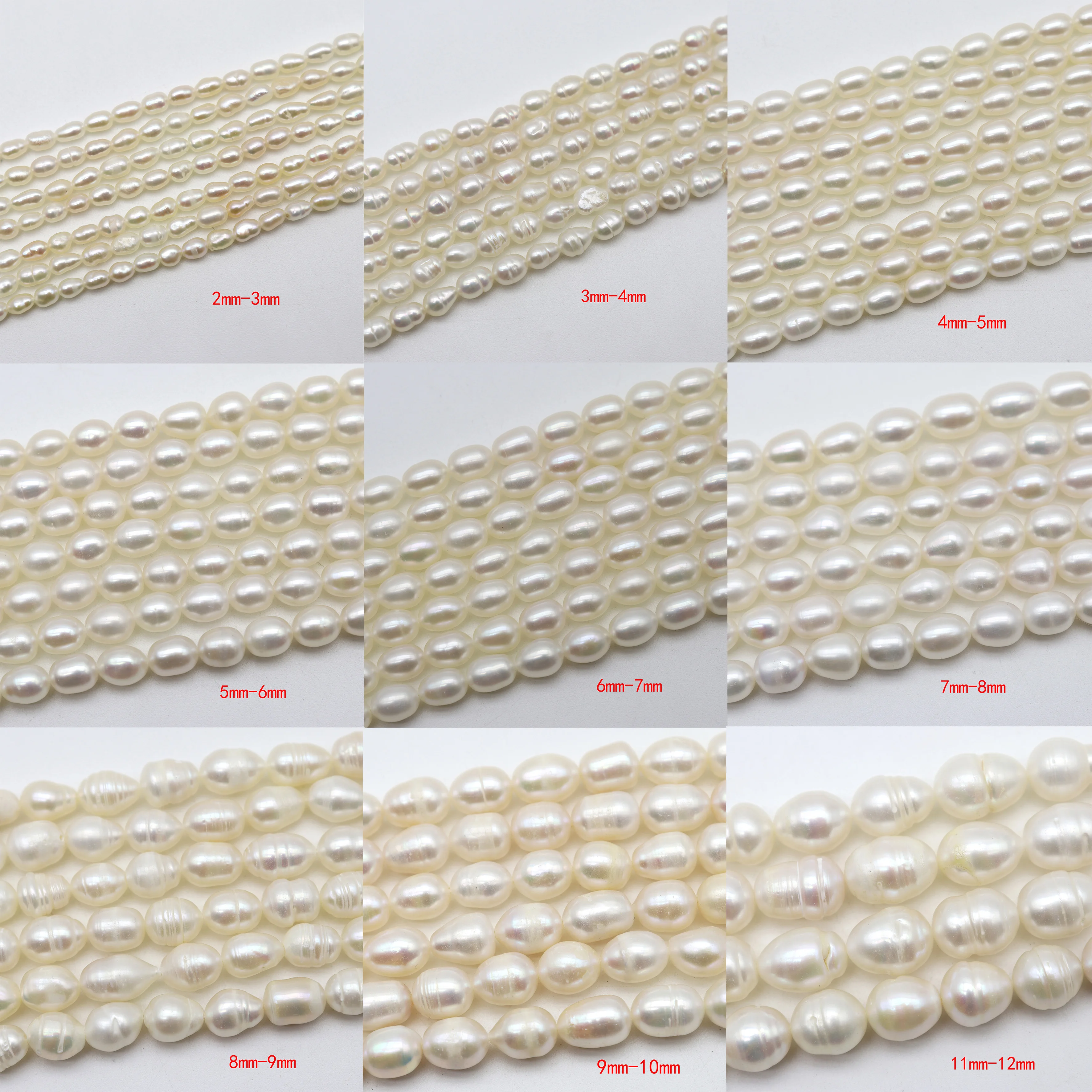 

2-12mm Freshwater Pearls High-quality Beads Irregular Rice Shaped Loose Spacing Beads For Jewelry Making DIY Necklaces Handmade