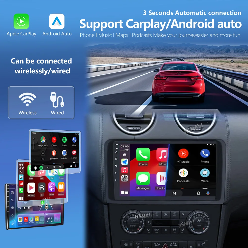 Android 16 Carplay Auto 2K Screen Car Radio Multimedia Player For Mercedes Benz CLASS ML W164  Autoradio Stereo 2din Head Unit