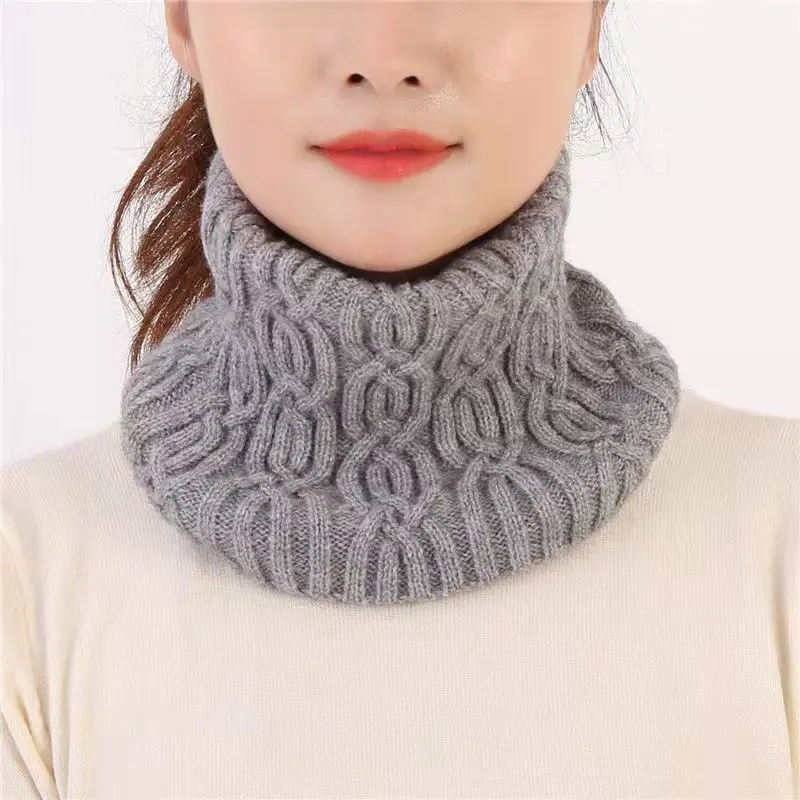 Korean Solid Thick Wool Knitted Hook Flower Neck Guard Fake Collar For Women Warm Scarf Winter Outdoor Cycling Pullover Bib V33