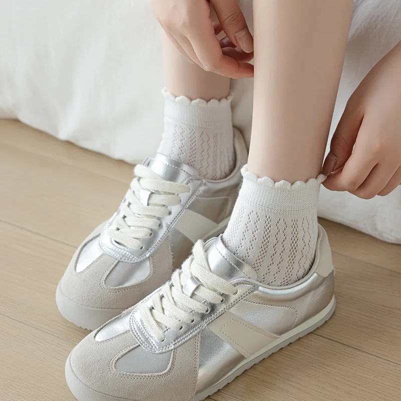 

1 Pair Balletcore Ankle Socks Ins Causl Style Lace Trim Socks for Schoolgirl Breathable Summer Socks Seamless Toe Cute Elegant