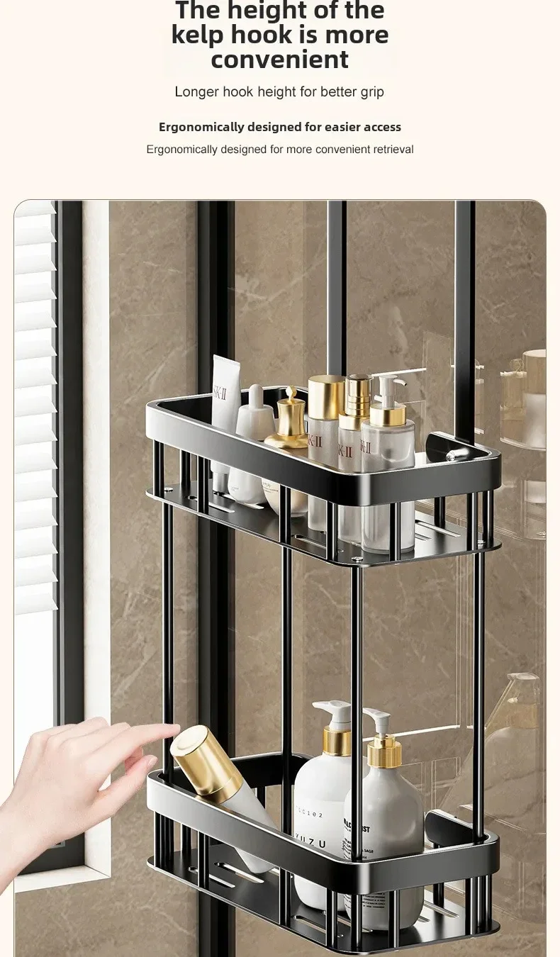 2-stufiger Duschregal für die Tür, hängendes Badezimmerregal, Wandmontierter Shampoohalter, Toiletten-Aufbewahrungsregal, rostfrei – Detail 4