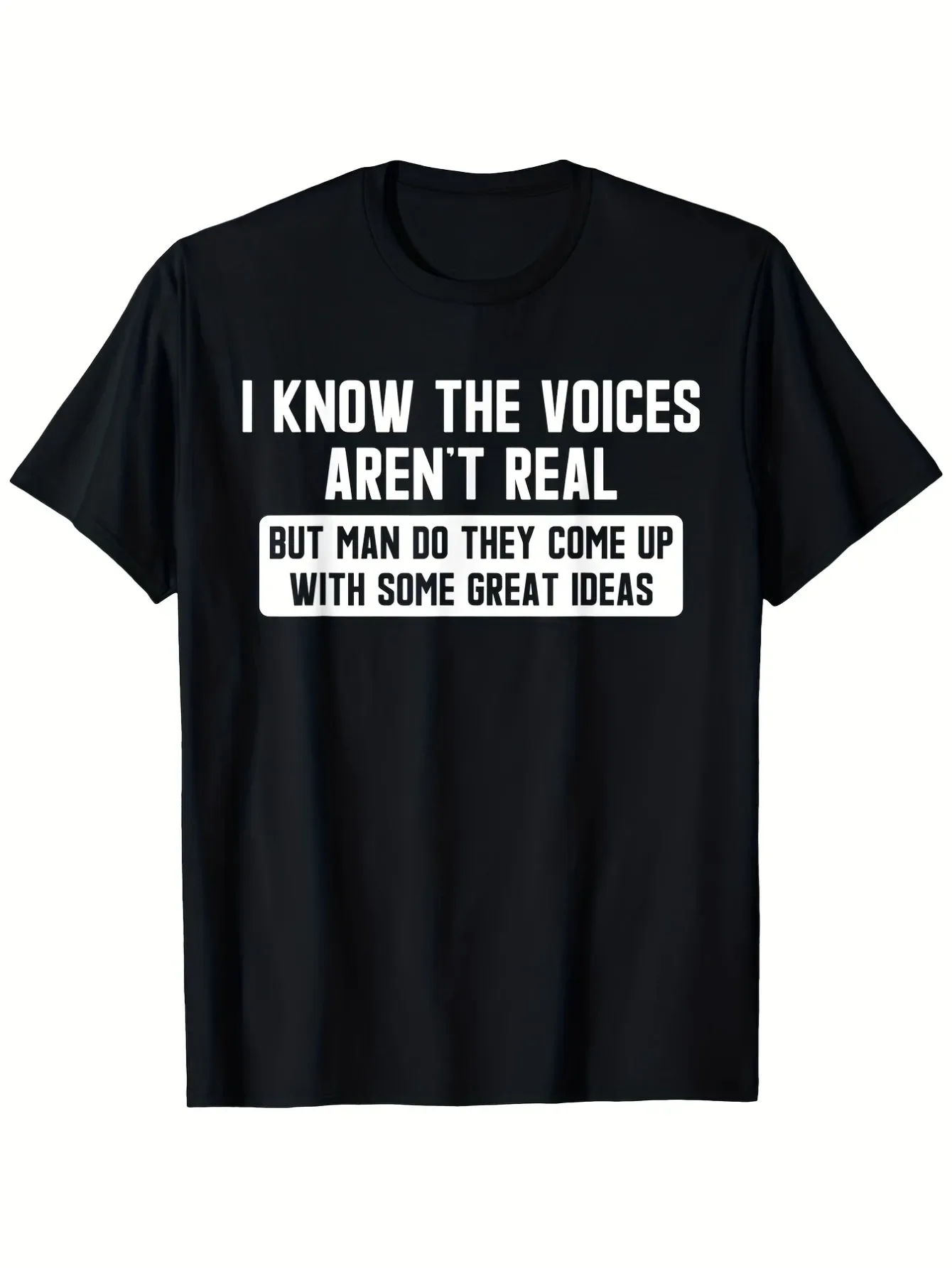I Understand Those Voices Don'T Actually Exist. Humorous T-Shirt, Featuring a Retro, Quirky Humor Style, Printed with Slogans