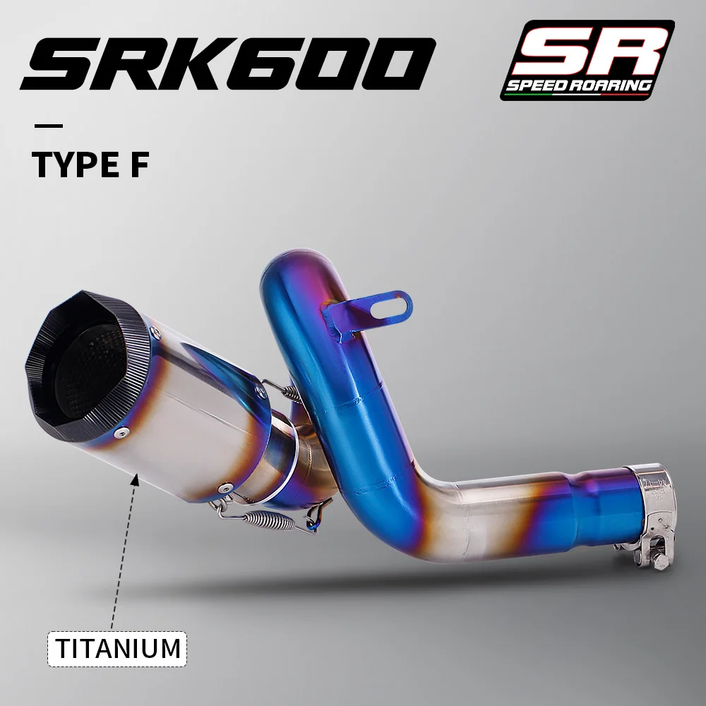 Slip On Rotary Mid Link Pipe Tail Pipe Motorcycle Exhaust System For QJMOTO SRK600 QJ600 Street Bike