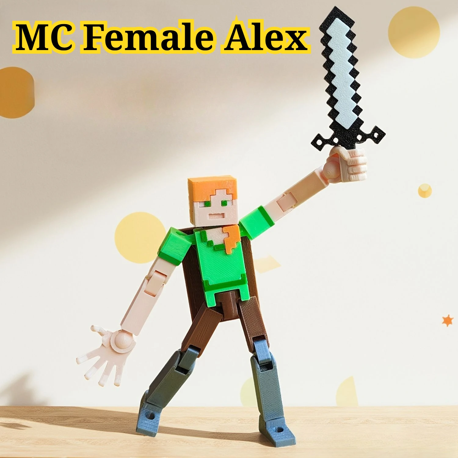 

Original Design MC Alex MC Articulated Figure, 3D Printed Toy Model, Gift Peripheral