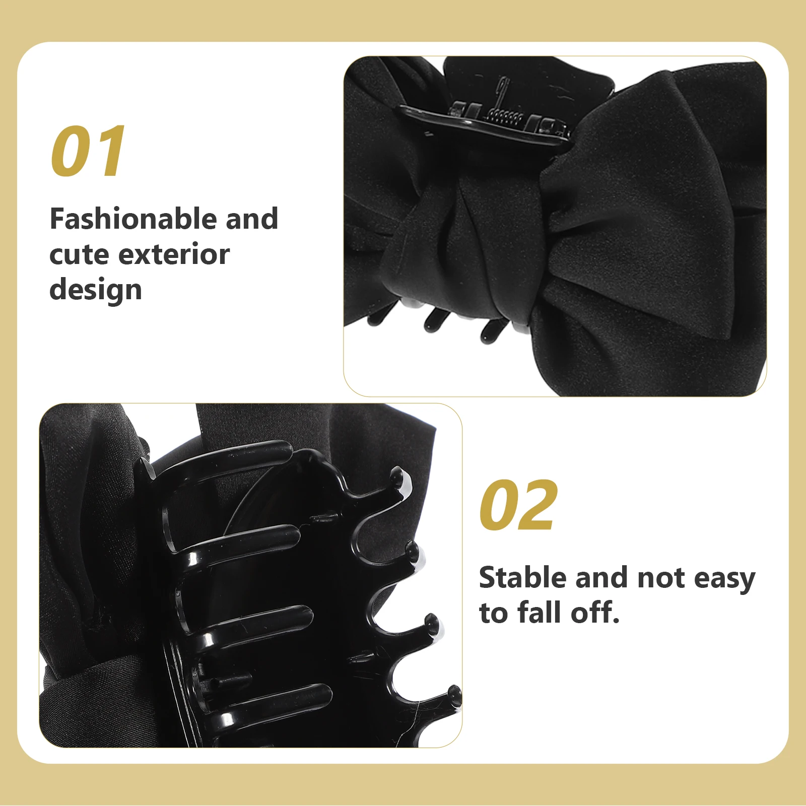 

2 pcs Big Bow Hair Claw Clips Pure Bow Decorative Gripper Accessories for Girls Women Thin Thick Hair