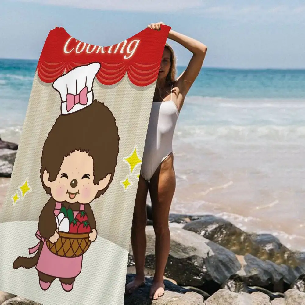 Cartoon Monchhichis Microfiber Blanket Quick Drying Beach Towels Oversized Printing Super Absorbent Pool Towel Blanket