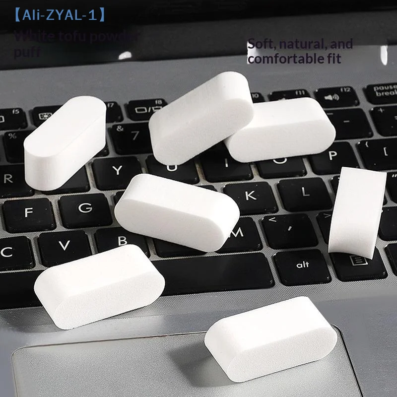 【ZYAL-1】10 Pcs Soft Makeup Sponge Wet And Dry Use White Puff Foundation Concealer Smearing Powder Puff Cosmetics Tool