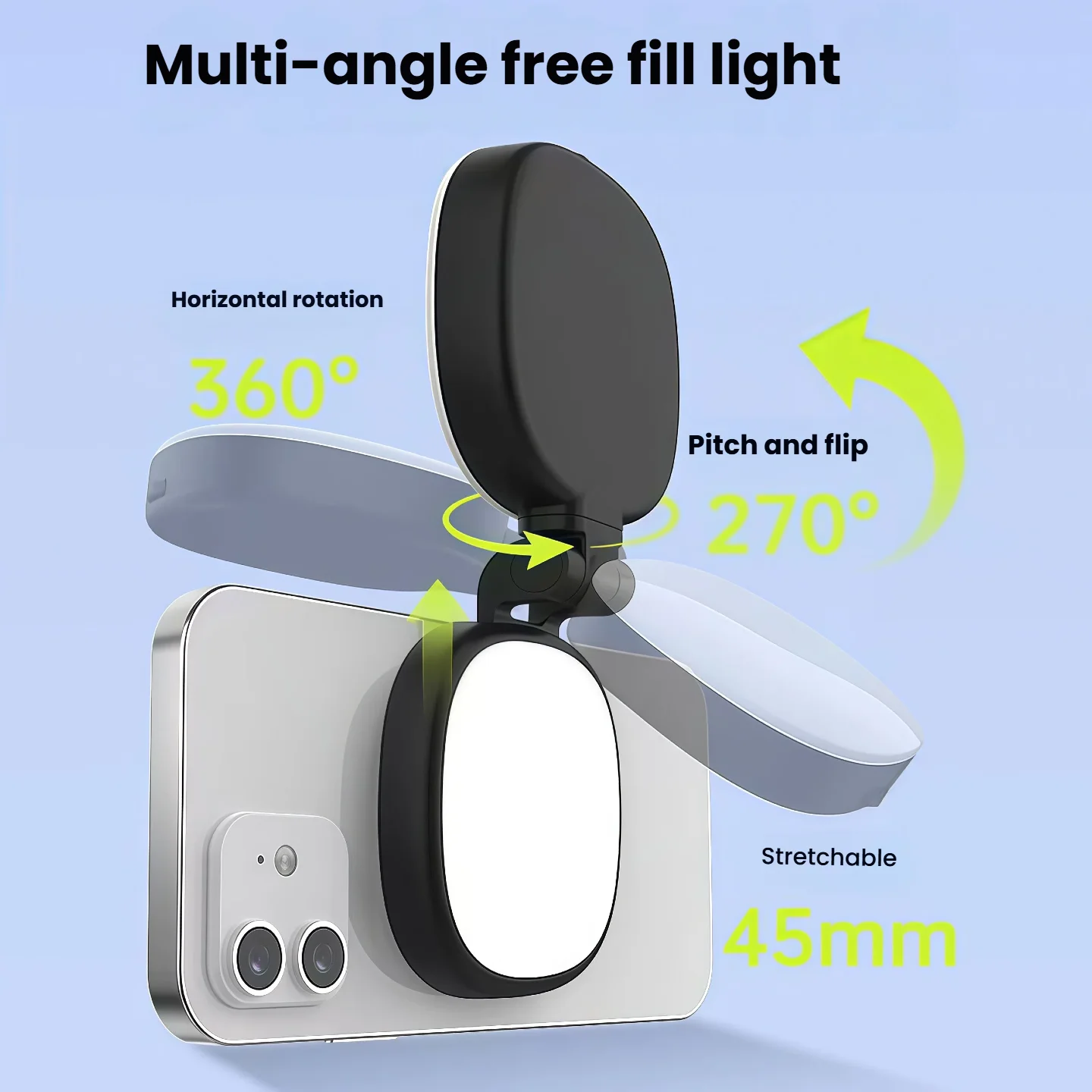 Luz magnética para selfie para MagSafe iPhone 360 °   Anillo de luz LED de relleno con espejo para selfies, videollamadas Vlog