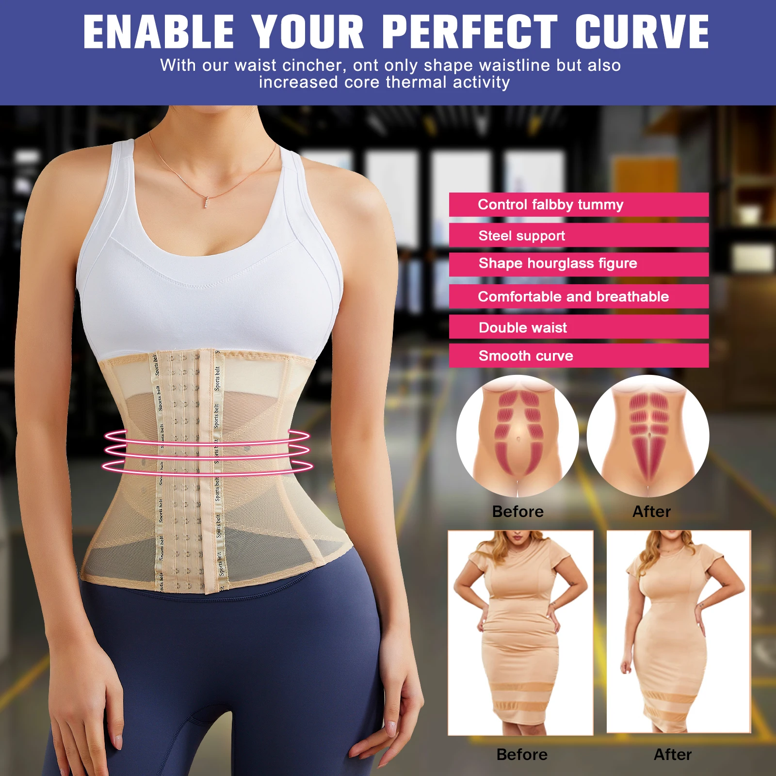 Invisible Belly Waist Trainer Tight Shapewear Double Belt Corset Transparent Summer Shaper Slimming Sheath Woman Flat