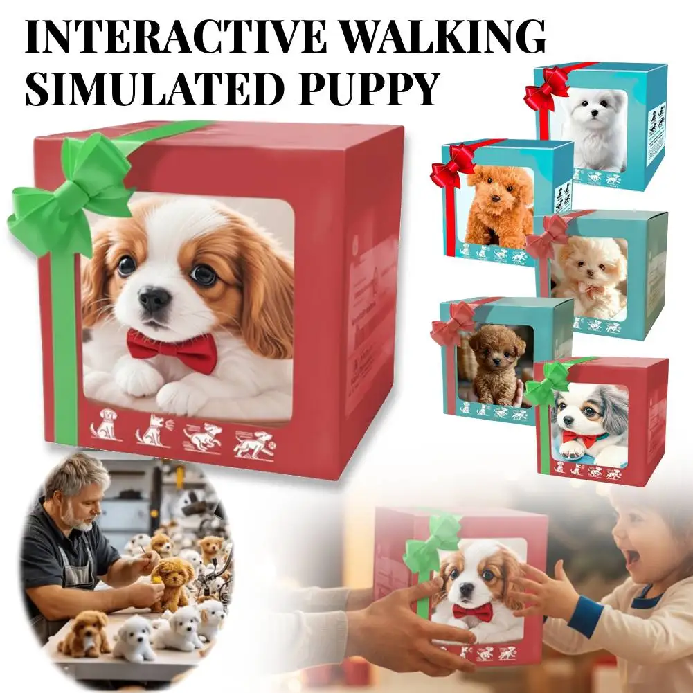 Regalos Robot de peluche cachorro perro juguete ladrando Animal relleno realista cola de perro meneando electrónico interactivo caminar cachorro simulado