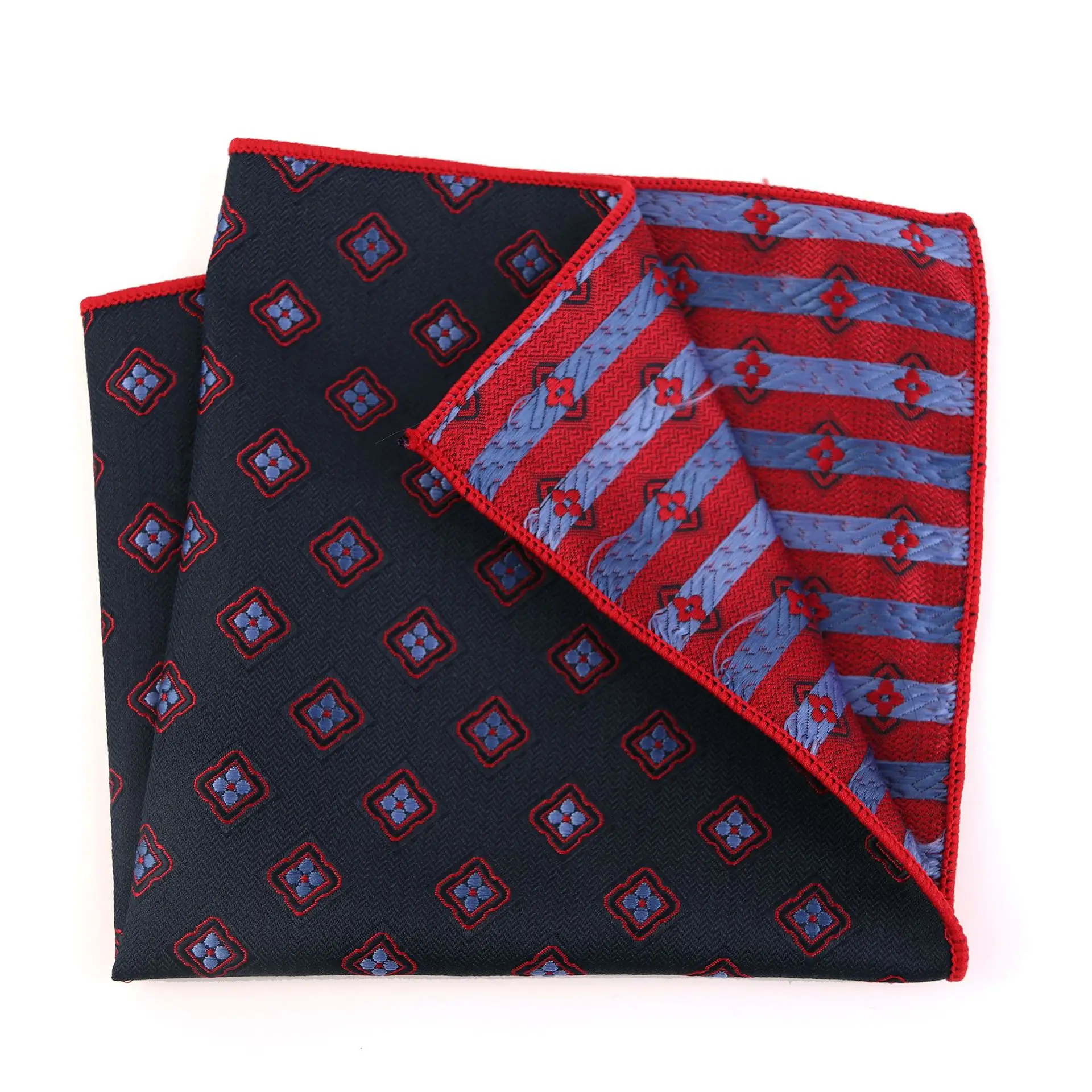 Wedding Wine Red Handkerchief For Men Vintage Check Dots Stripe Pocket Square Navy Blue Paisley Handkerchief Suit Pocket Fashion