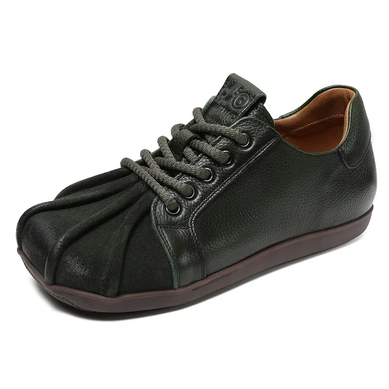 

2024 Autumn New Personalized Handmade Shoes Leather Single Head Layer Cowhide Flat Square Head Women's Shoes l And Comfortable