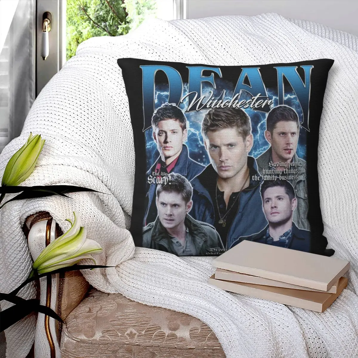 Dean Winchester Supernatural Pillowcase Printed Polyester Cushion Cover Decor Pillow Case Cover Home Square 18