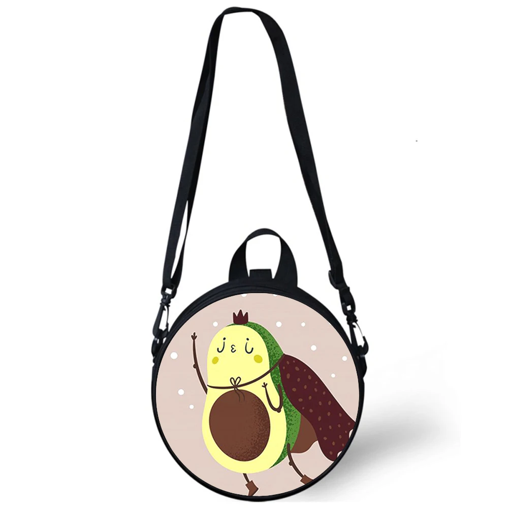 Cartoon Leuke Avocado Kind Kleuterschool Zak 3D Print Crossbody Schoudertassen Voor School Vrouwen Mini Ronde Rugzakken Rugtas Tas