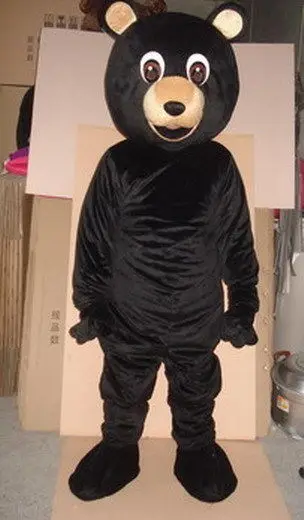 Traje de pelúcia mascote para adulto, boneca urso preto, desenhos animados extravagantes, vestido de Natal, Halloween, novo, venda quente