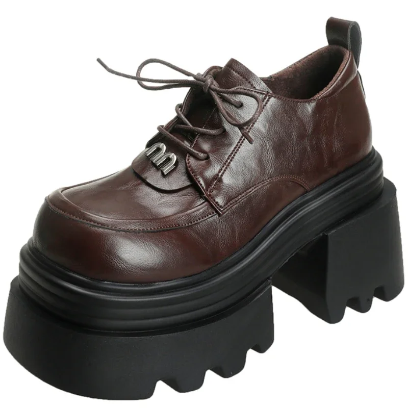 

British Style Round Toe Shoes Woman Flats Autumn Loafers with Fur Shallow Mouth Clogs Platform Oxfords Casual Female Sneakers Pr