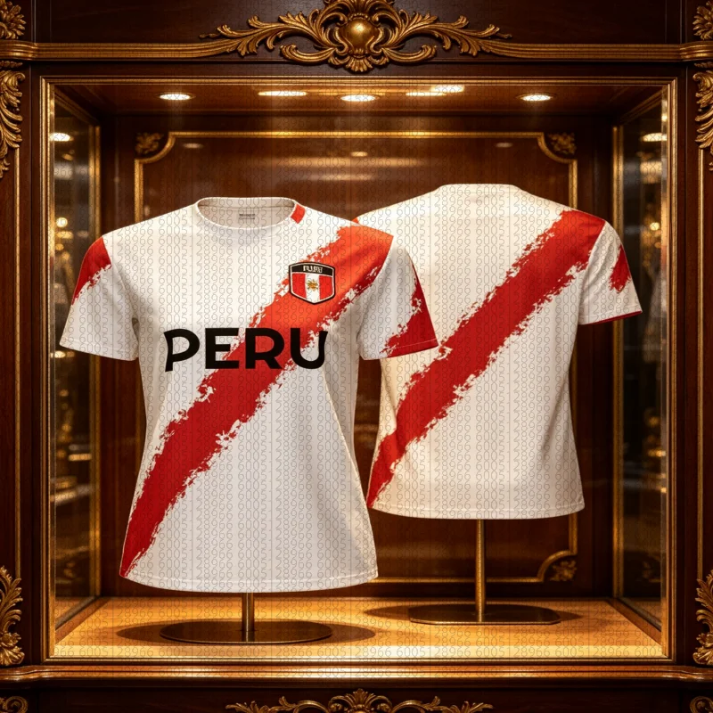 26Fashion Peru Flag Graphic Fußball-T-Shirts für Herren, trendige 3D-bedruckte Sport-T-Shirts, lockere, atmungsaktive T-Shirts, Oberteile für Eltern und Kinder
