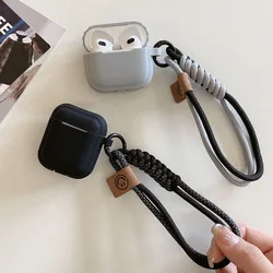 simple silicone earphone case for airpods pro 2 with hand rope black gray block protection cover for apple airpods 1 2 3 lovers