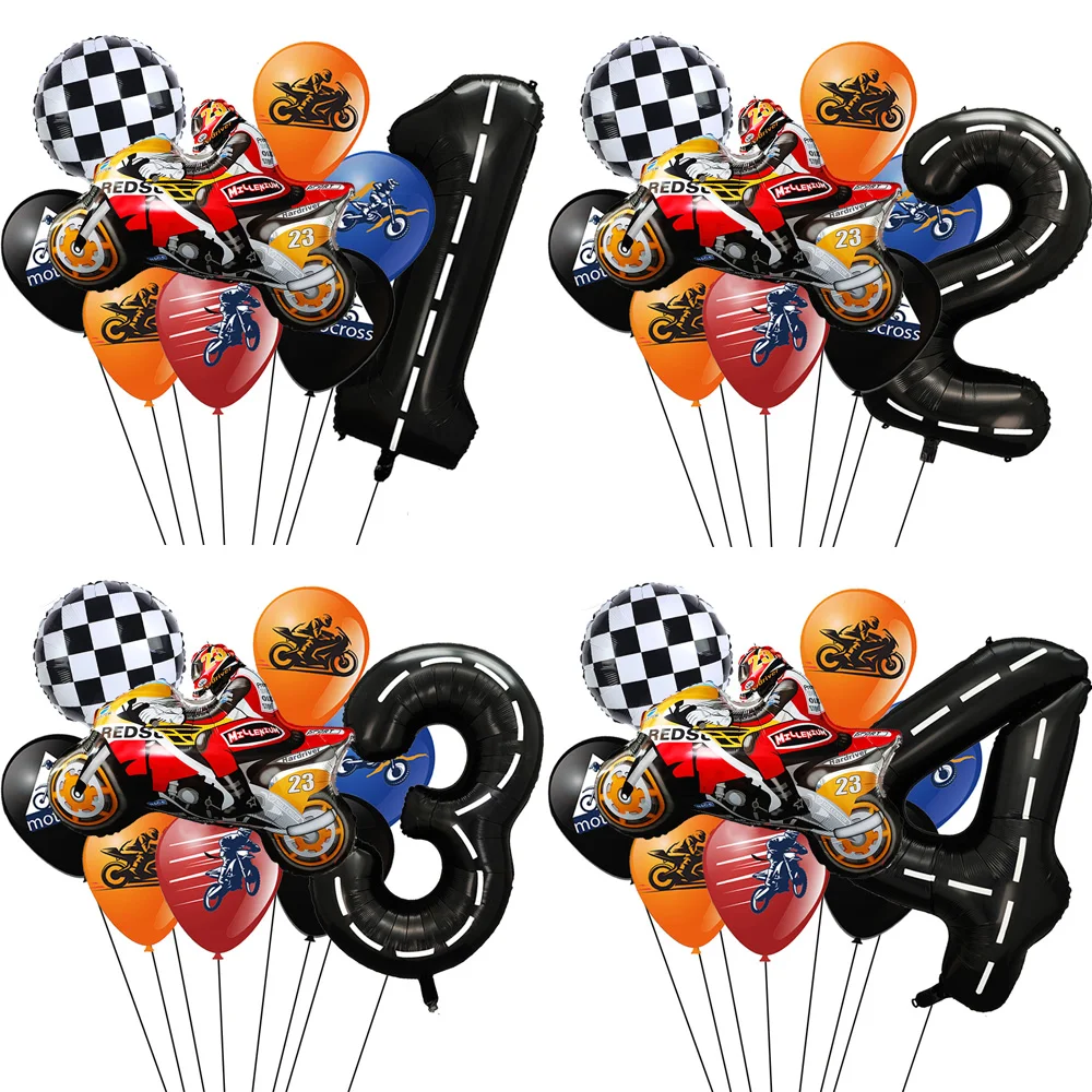 1set Dirt Bike Balloon Birthday Decoration for Boy Motorcycle Foil Ballon Racetrack 32